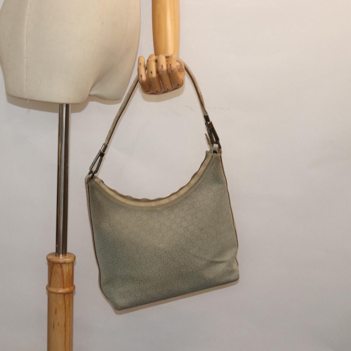 GUCCI Shoulder Bag Suede Beige 28335 77828