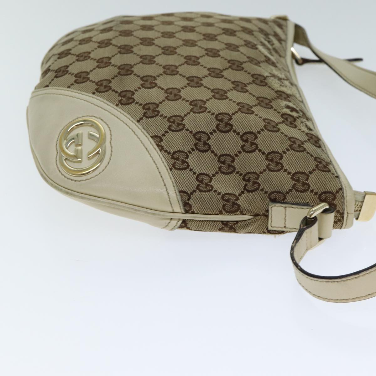 GUCCI GG Canvas Shoulder Bag Beige 77937