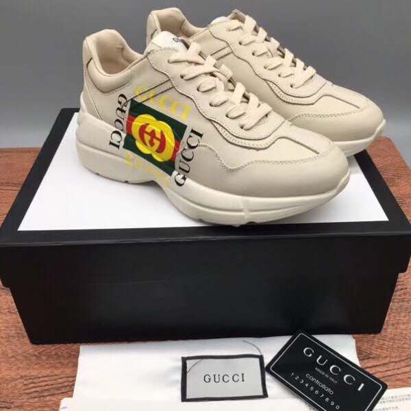 GLM-GCI  Ivory Leather Rhyton Square Logo Sneaker 048