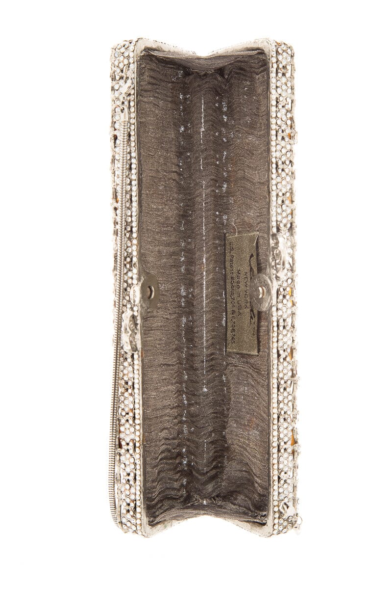 Edidi Silver Embellished Rectangle Clutch
