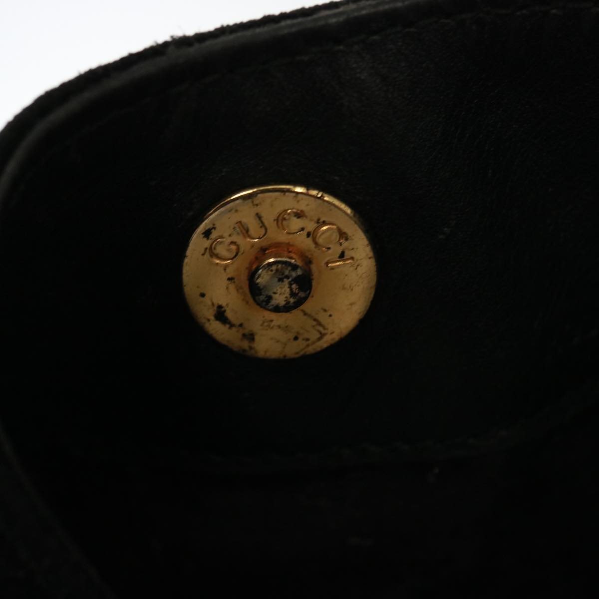 GUCCI Bamboo Shoulder Bag Leather Suede 2way Black 001 1014 1577 78086