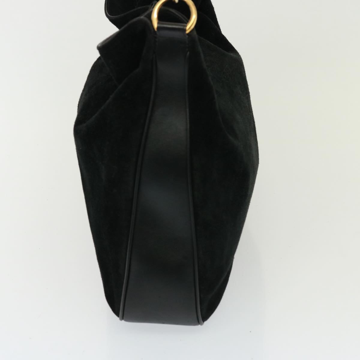 GUCCI Bamboo Shoulder Bag Leather Suede 2way Black 001 1014 1577 78086