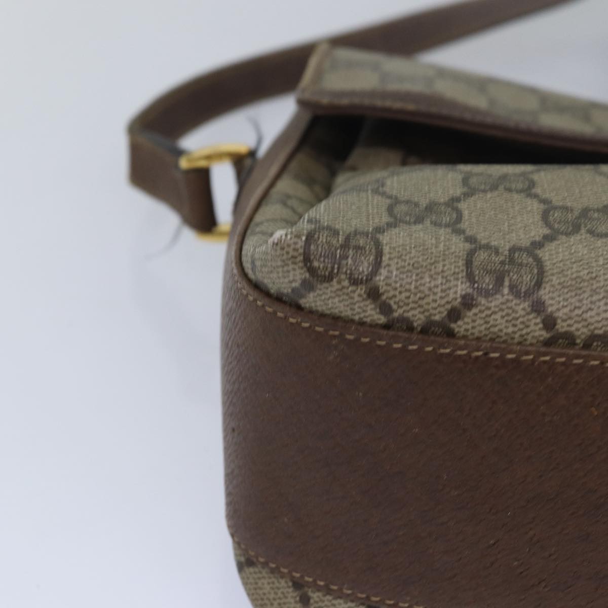 GUCCI GG Supreme Web Sherry Line Shoulder Bag PVC Beige 904 02 084 78097