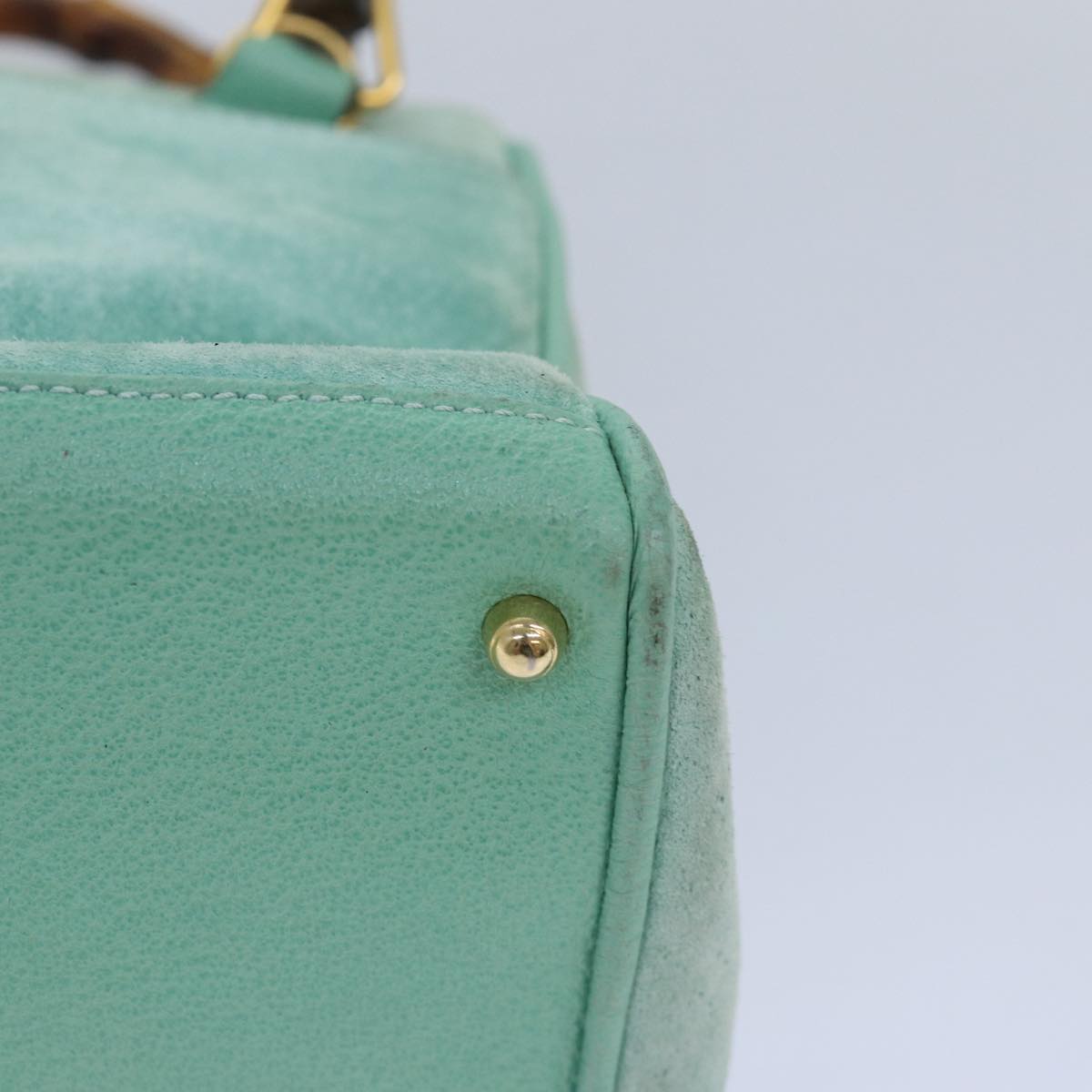 GUCCI Bamboo Hand Bag Suede 2way Light Blue 000 122 0316 78217
