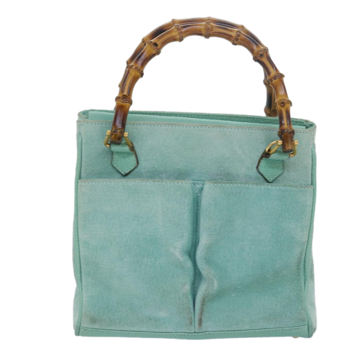 GUCCI Bamboo Hand Bag Suede 2way Light Blue 000 122 0316 78217