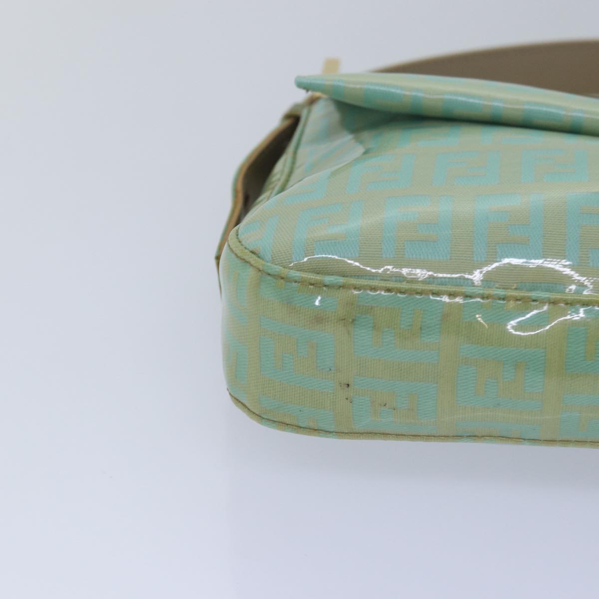 FENDI Zucchino Canvas Mamma Baguette Hand Bag Light Blue 78229