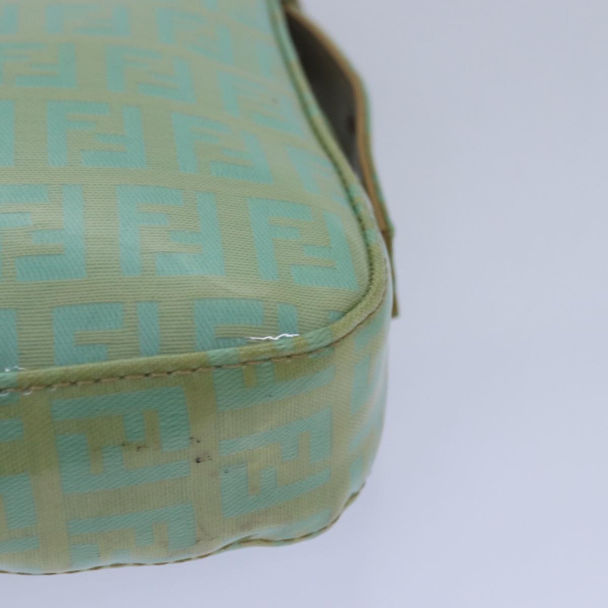 FENDI Zucchino Canvas Mamma Baguette Hand Bag Light Blue 78229