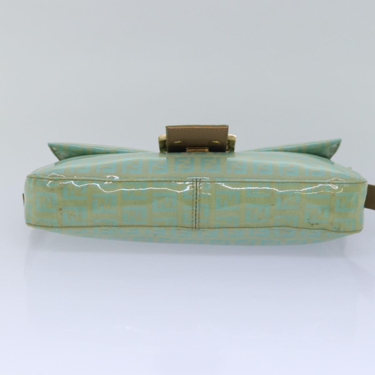 FENDI Zucchino Canvas Mamma Baguette Hand Bag Light Blue 78229