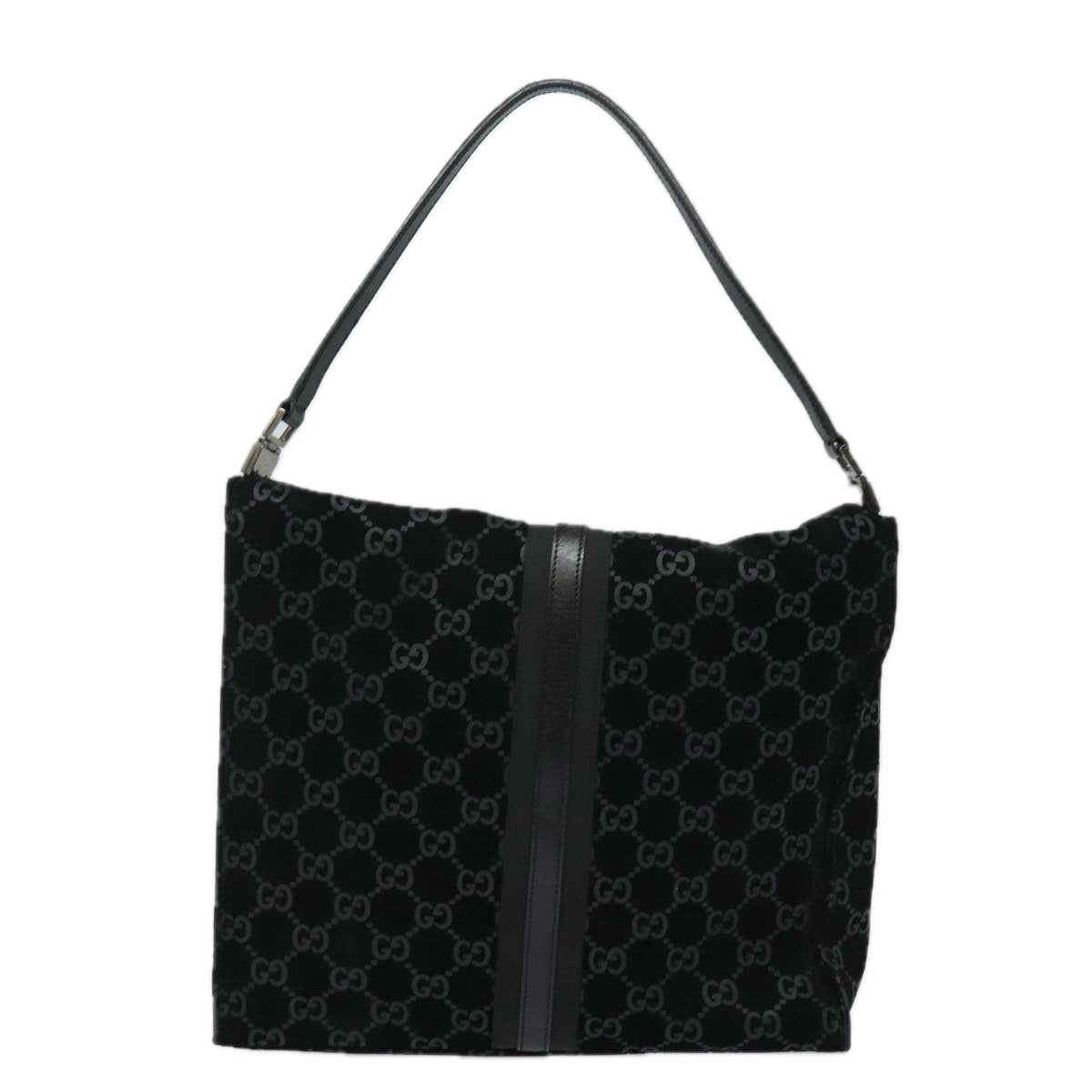 GUCCI GG Canvas Jackie Shoulder Bag Suede Black 001 3355 78237
