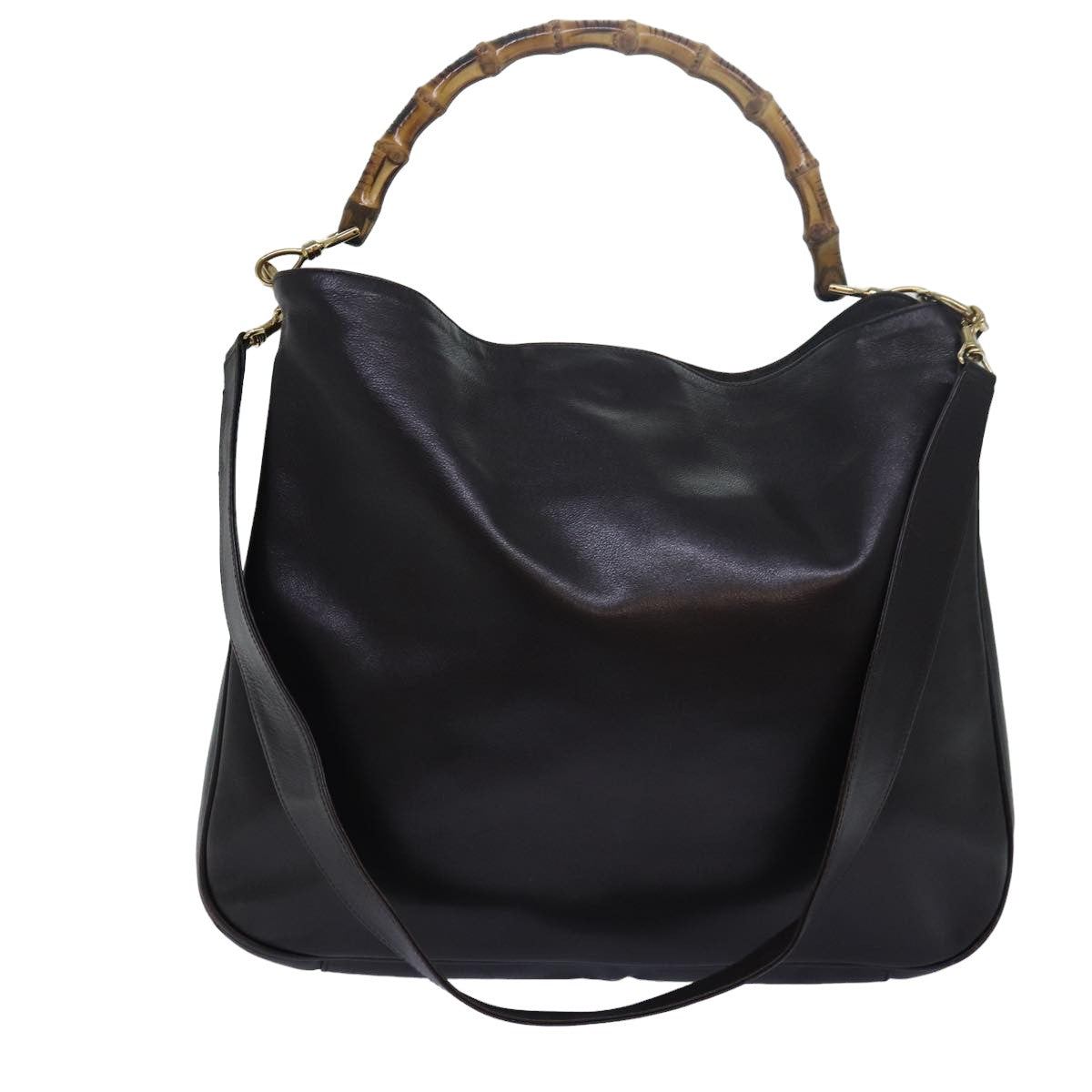 GUCCI Bamboo Shoulder Bag Leather Brown 001 1998 1577 78247