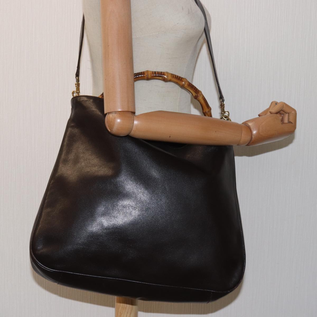 GUCCI Bamboo Shoulder Bag Leather Brown 001 1998 1577 78247