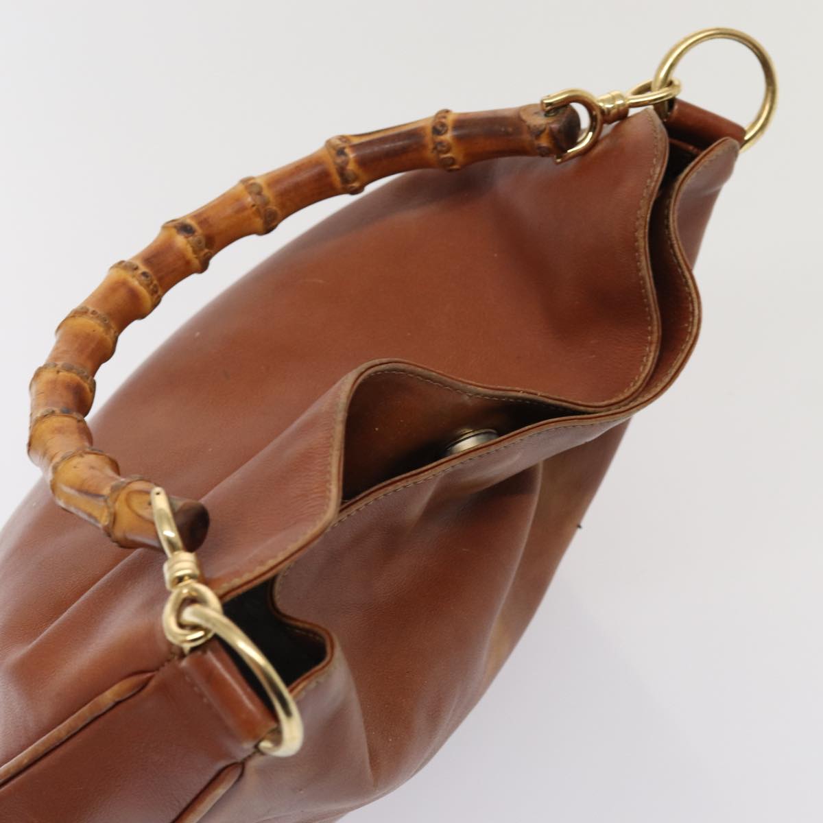 GUCCI Bamboo Shoulder Bag Leather 2way Brown 001 1638 78250