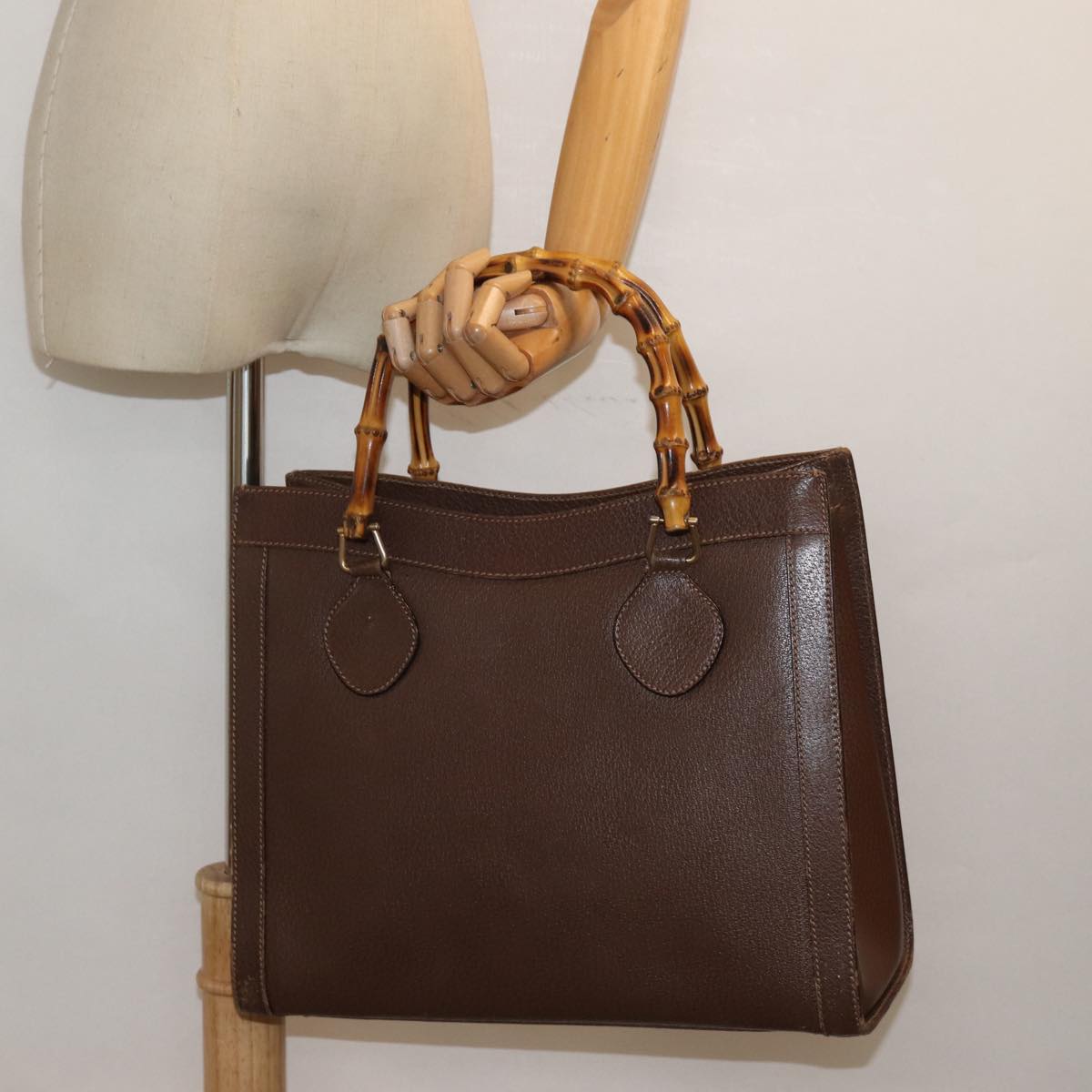 GUCCI Bamboo Tote Bag Leather Brown 002 1186 0260 78252