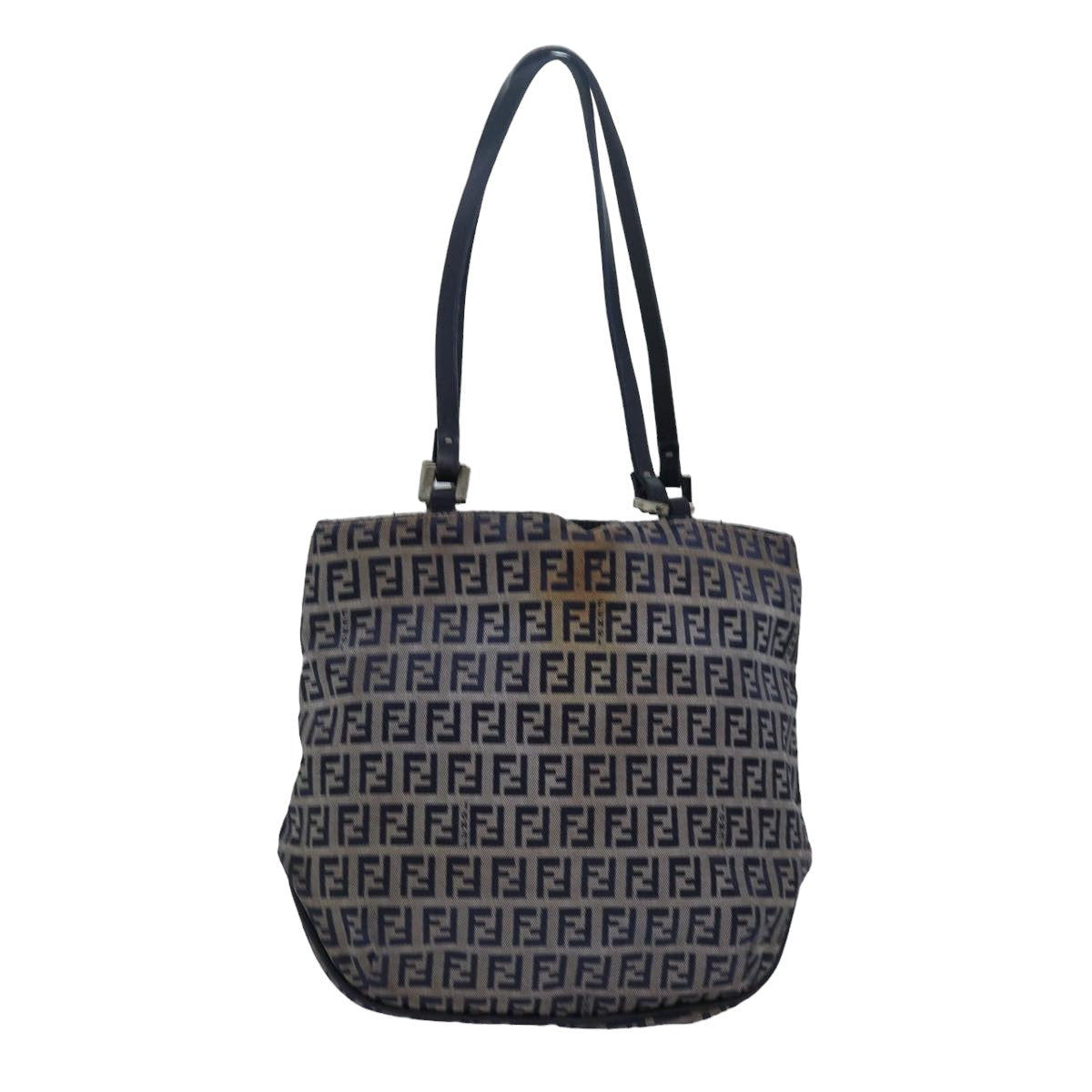 FENDI Zucchino Canvas Hand Bag Navy 78277