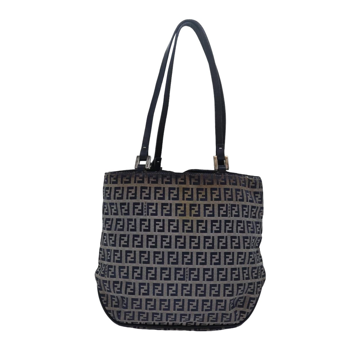 FENDI Zucchino Canvas Hand Bag Navy 78277