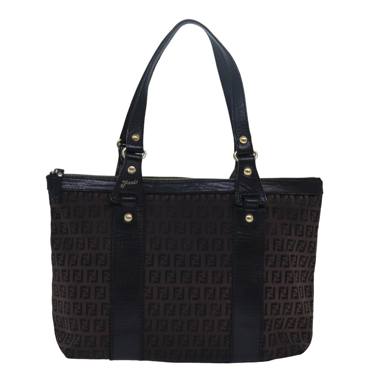 FENDI Zucca Canvas Tote Bag Brown Black 78278