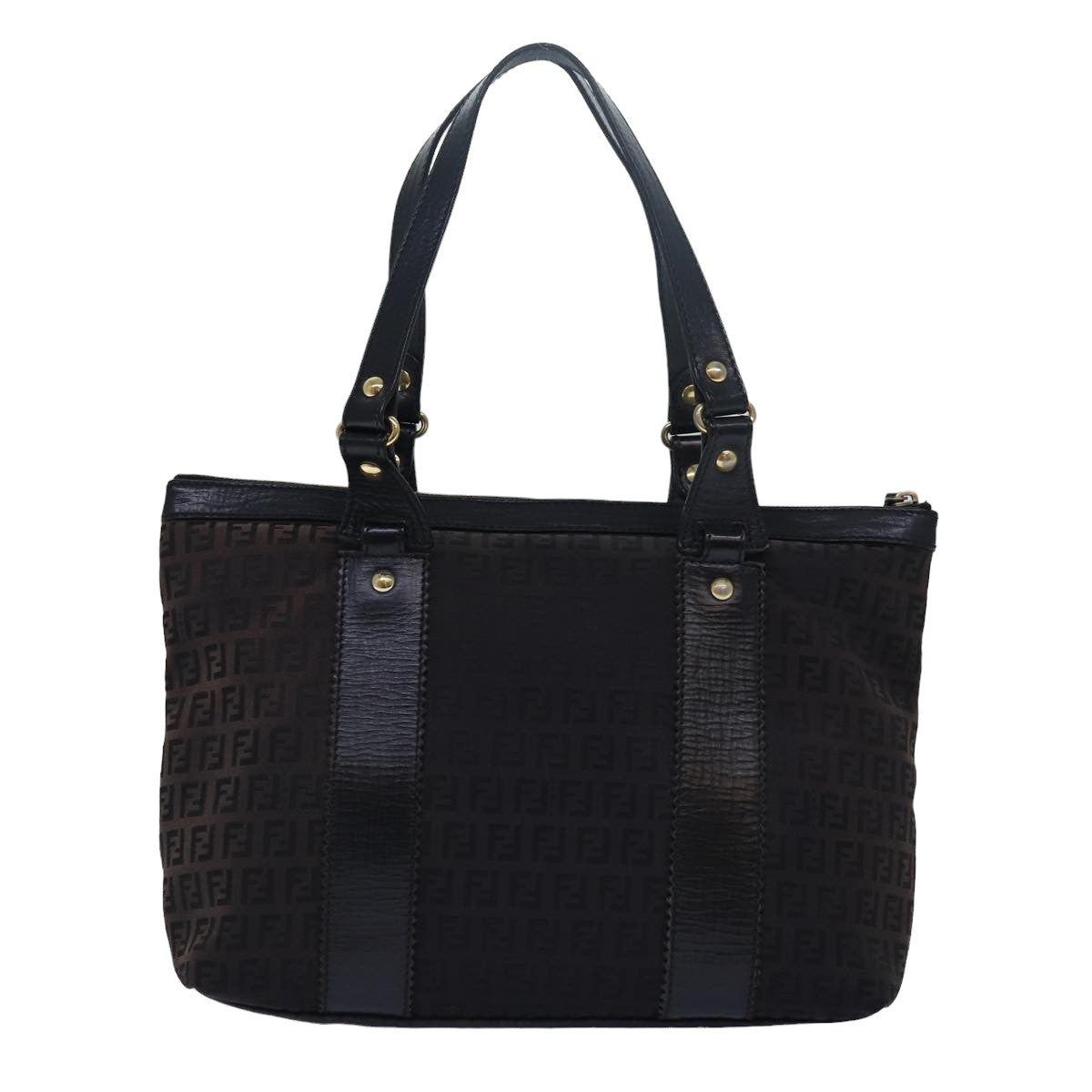 FENDI Zucca Canvas Tote Bag Brown Black 78278