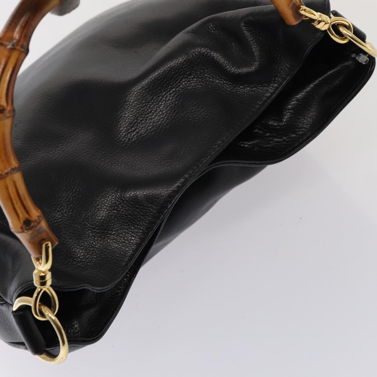 GUCCI Bamboo Shoulder Bag Leather 2way Black 001 1638 78346