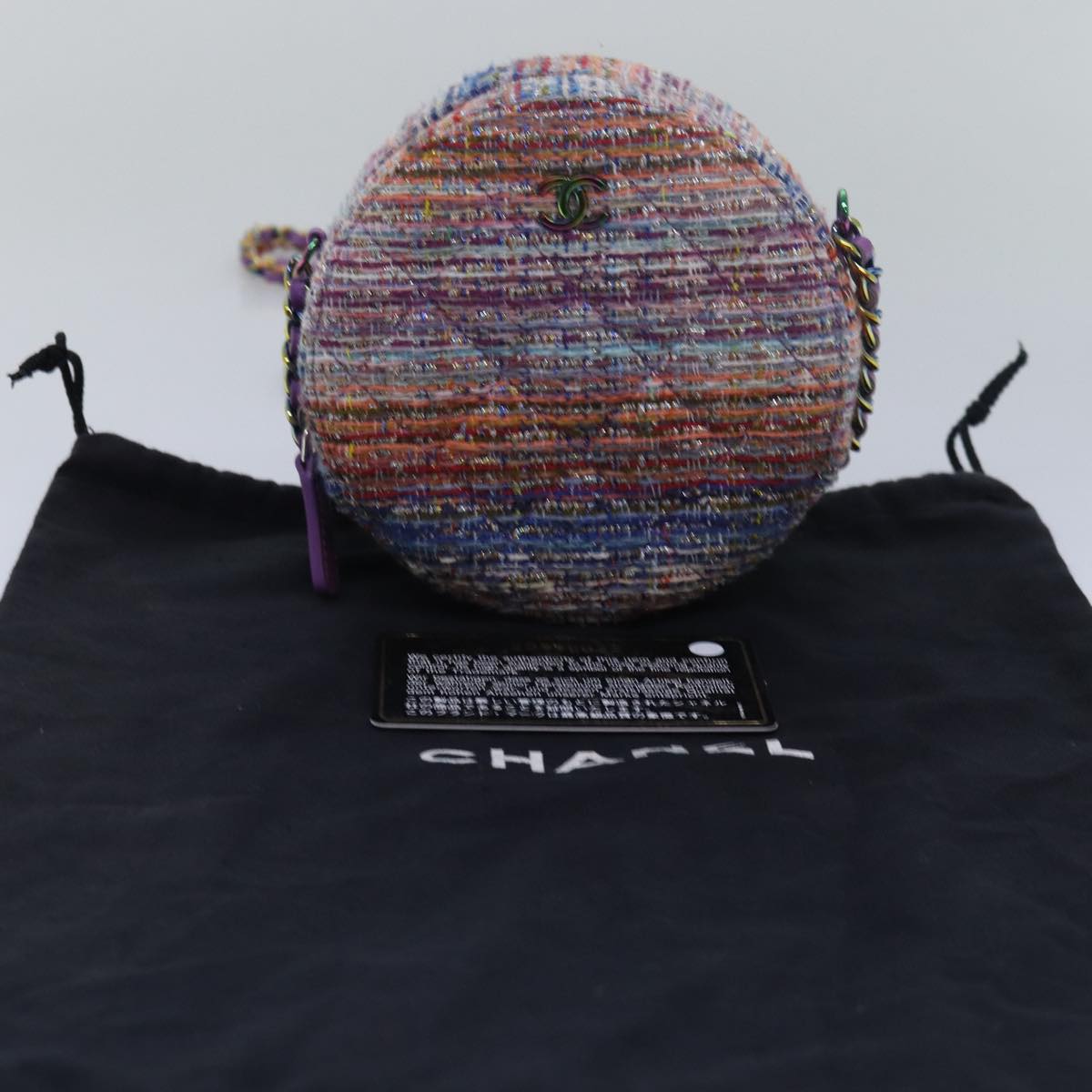 CHANEL Matelasse Chain Shoulder Bag Tweed Rainbow CC 78364S