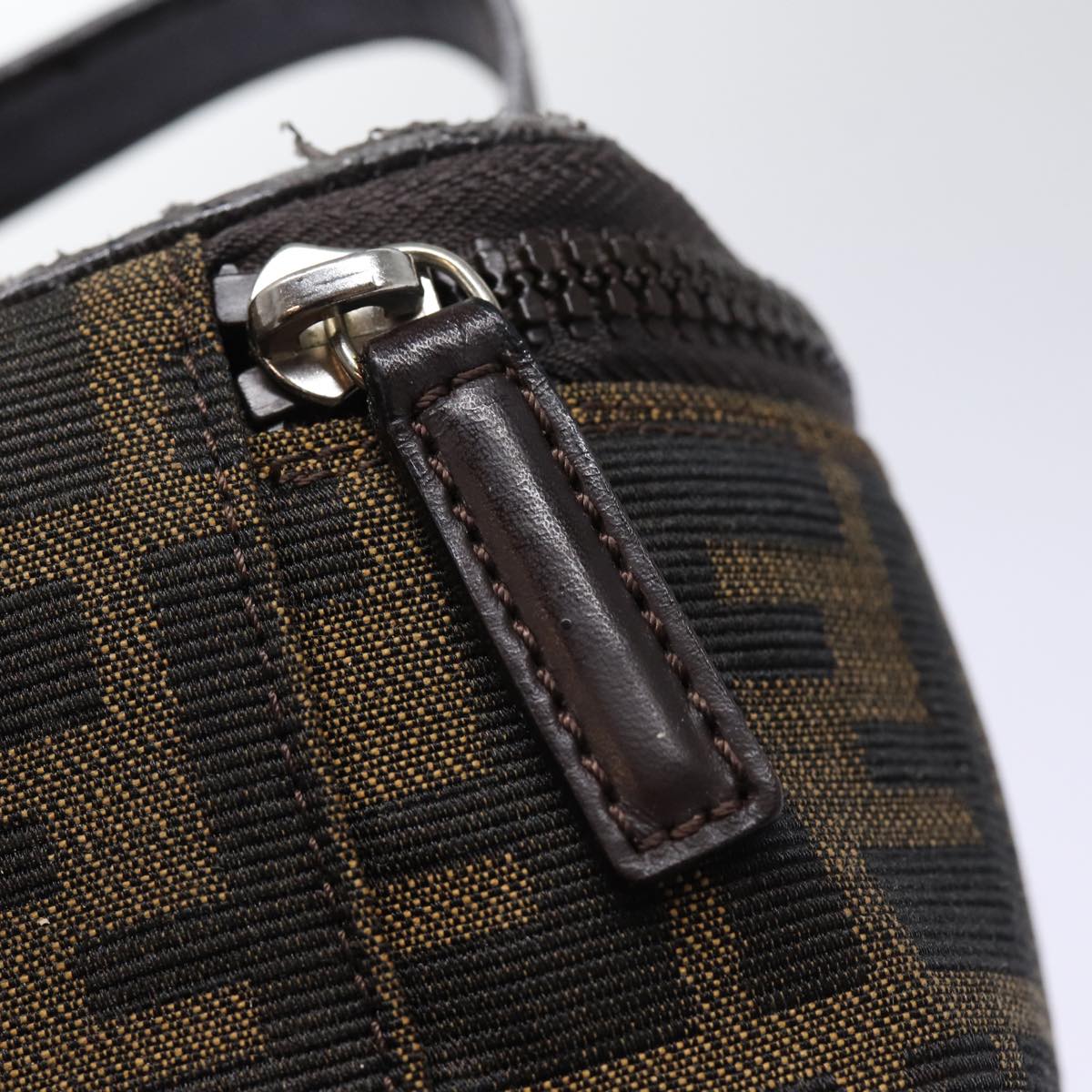 FENDI Zucca Canvas Vanity Pouch Brown Black 78406
