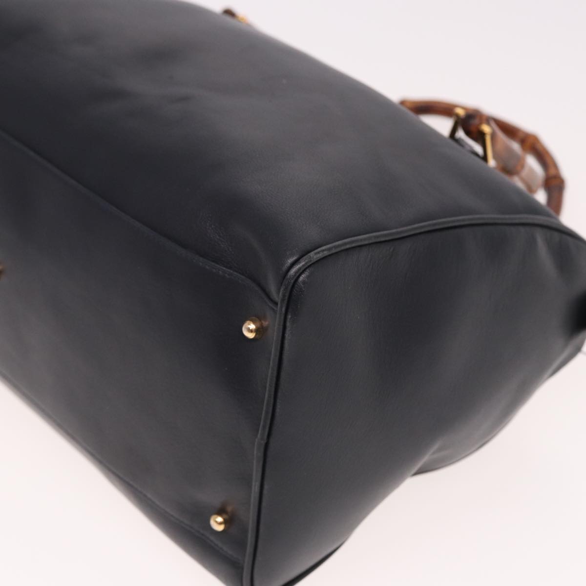 GUCCI Bamboo Mini Boston Bag Leather 2way Navy 78428