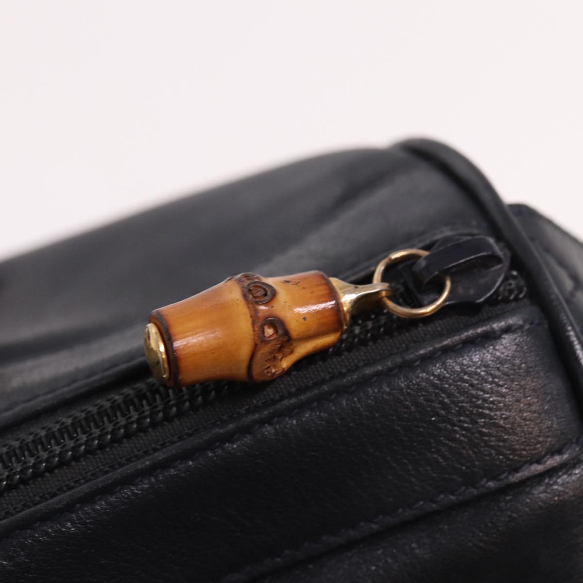 GUCCI Bamboo Mini Boston Bag Leather 2way Navy 78428
