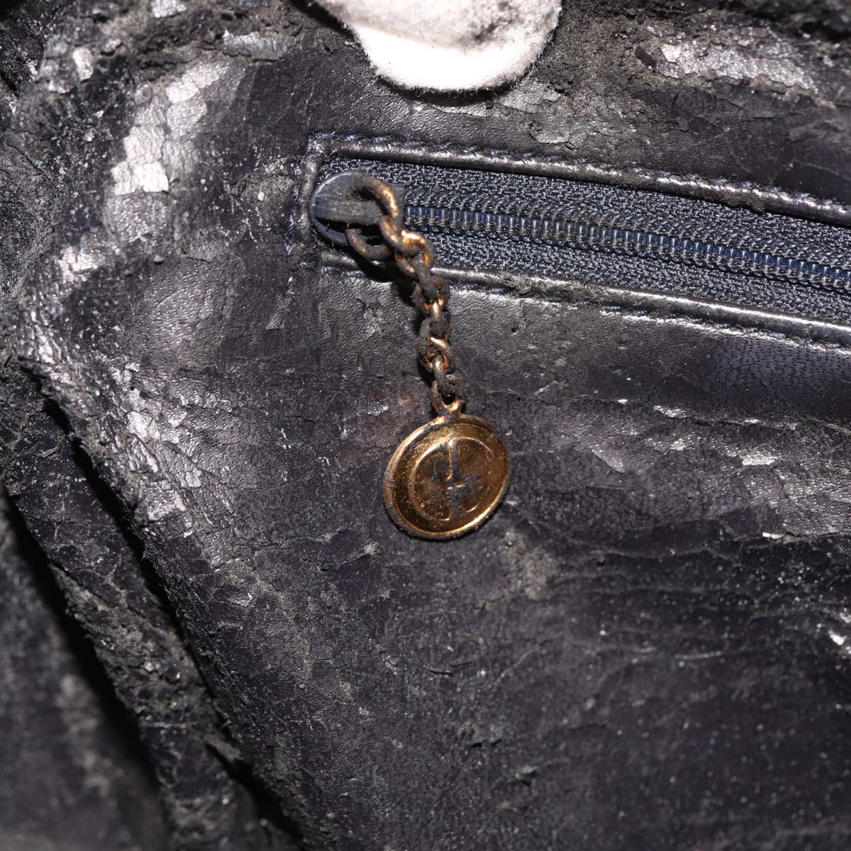 GUCCI Bamboo Mini Boston Bag Leather 2way Navy 78428