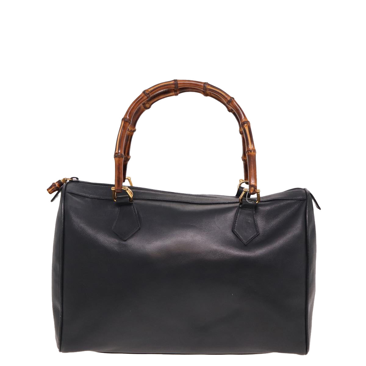 GUCCI Bamboo Mini Boston Bag Leather 2way Navy 78428