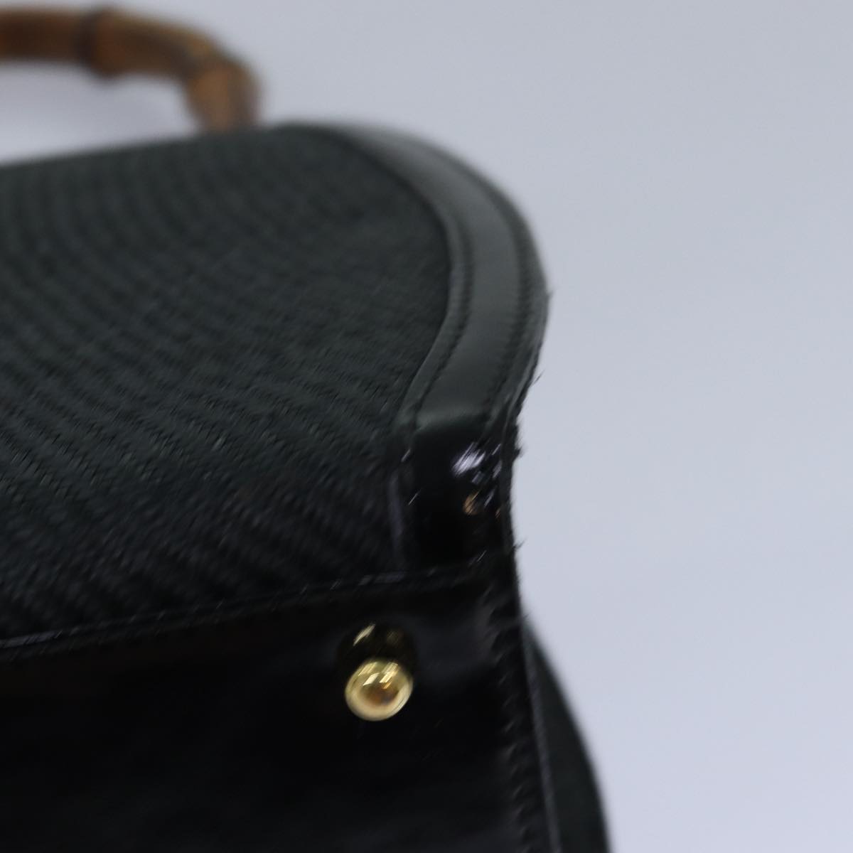 GUCCI Bamboo Hand Bag Straw Gray Black 000 46 0266 78429