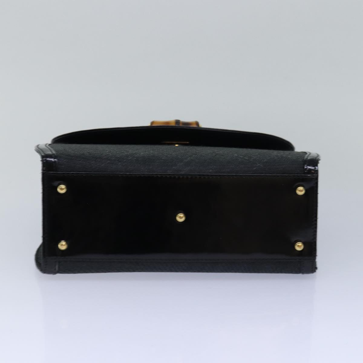 GUCCI Bamboo Hand Bag Straw Gray Black 000 46 0266 78429