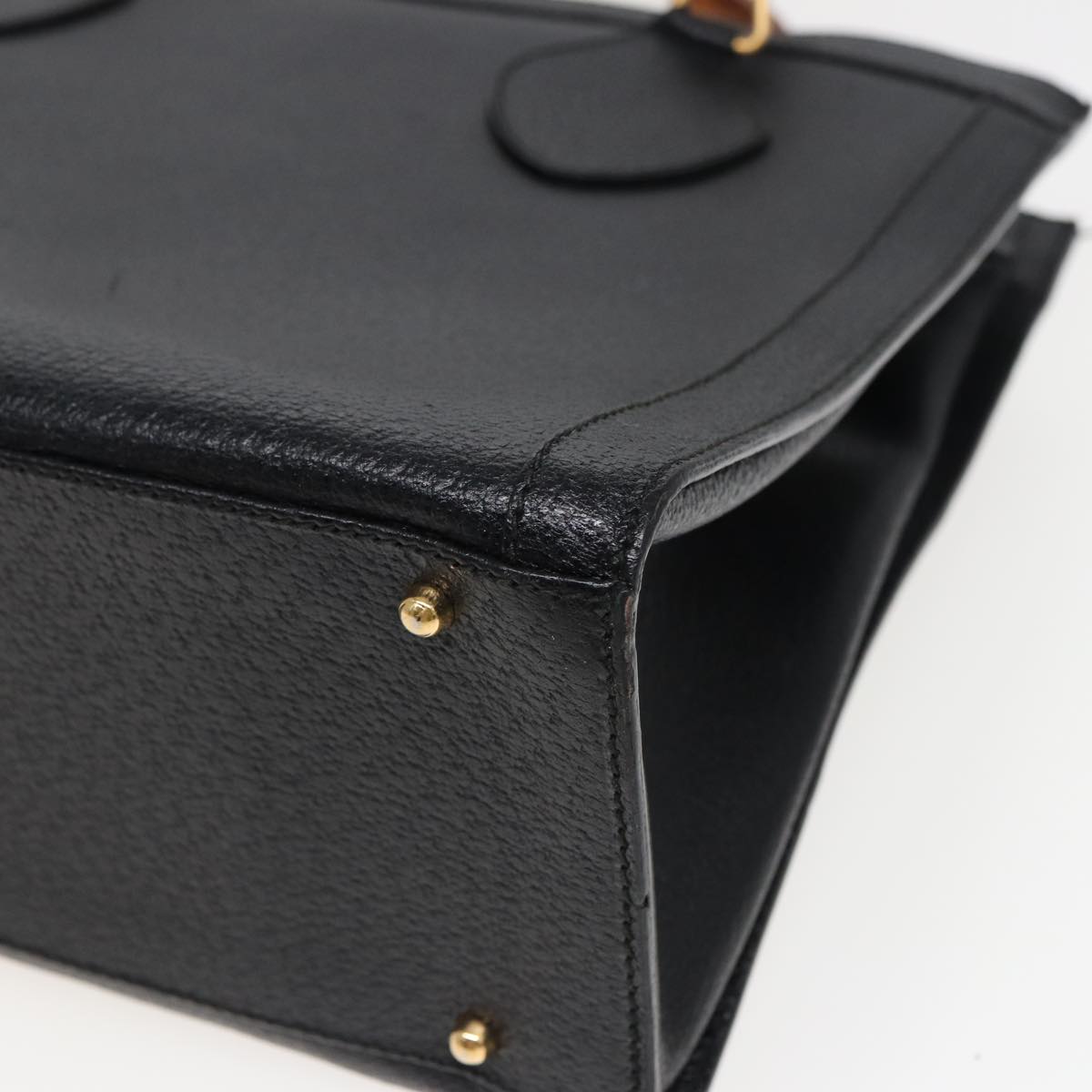 GUCCI Bamboo Hand Bag Leather Black 78439