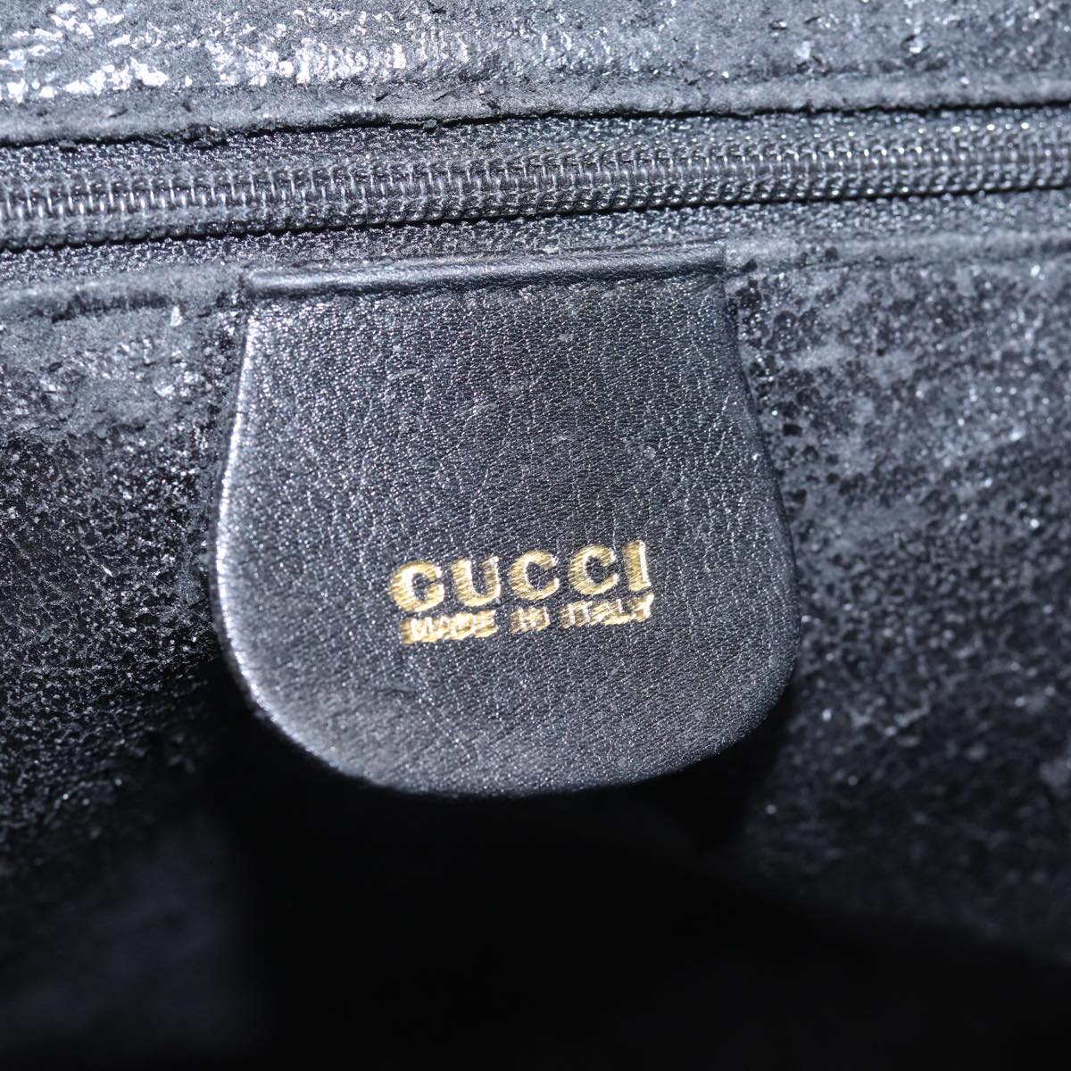 GUCCI Bamboo Hand Bag Leather Black 78440