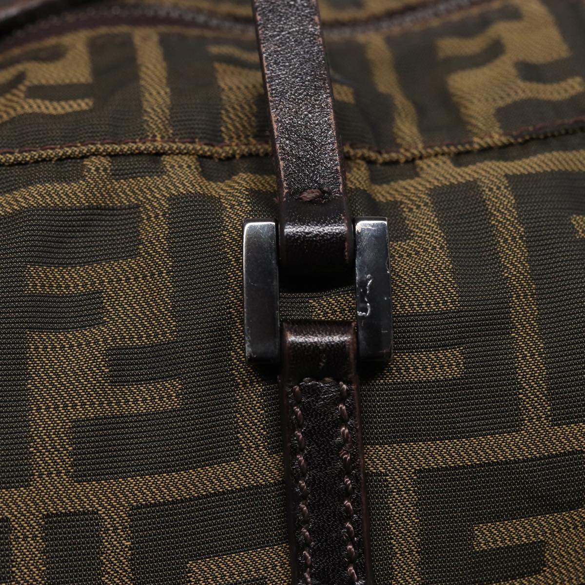 FENDI Zucca Canvas Shoulder Bag Brown Black 78535