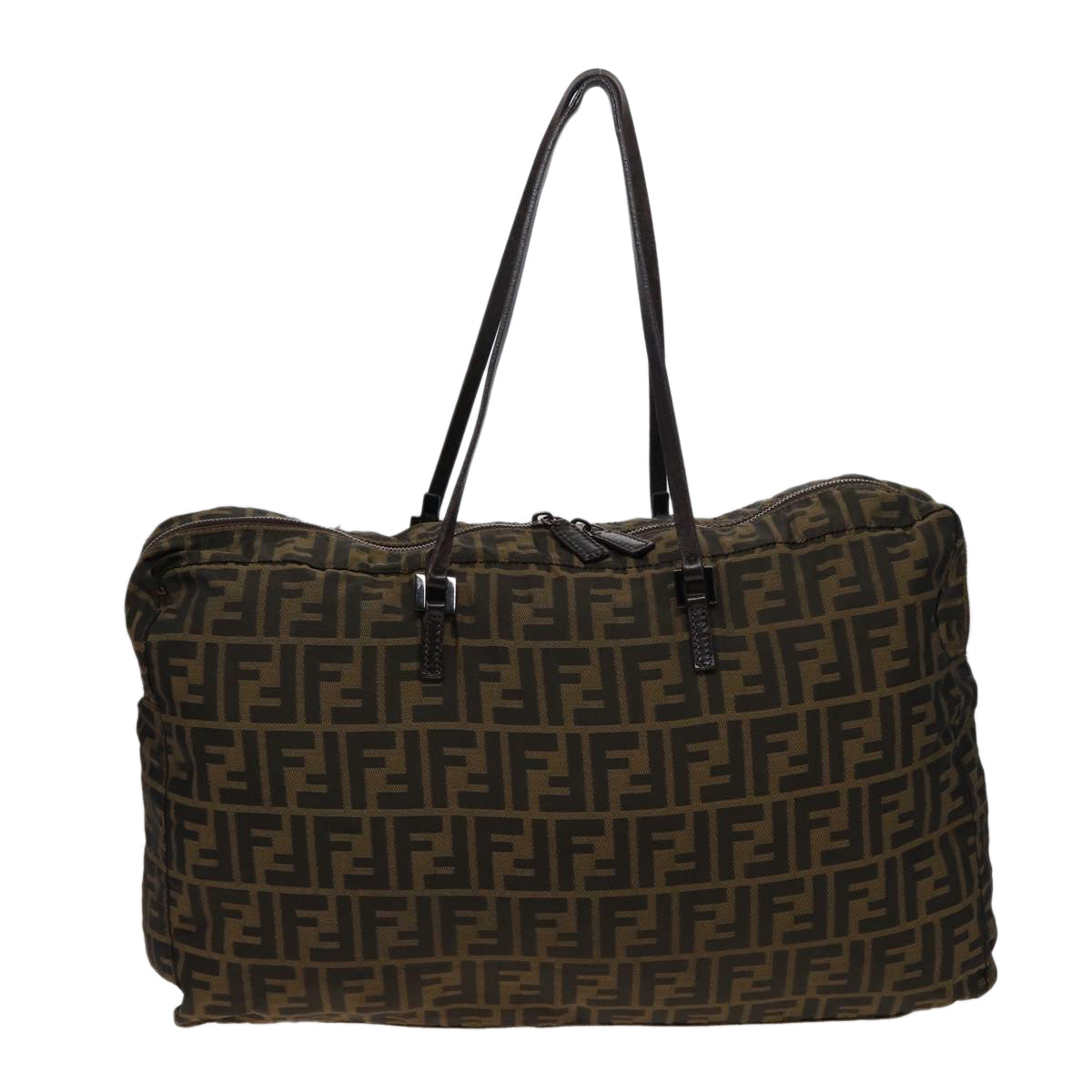 FENDI Zucca Canvas Shoulder Bag Brown Black 78535