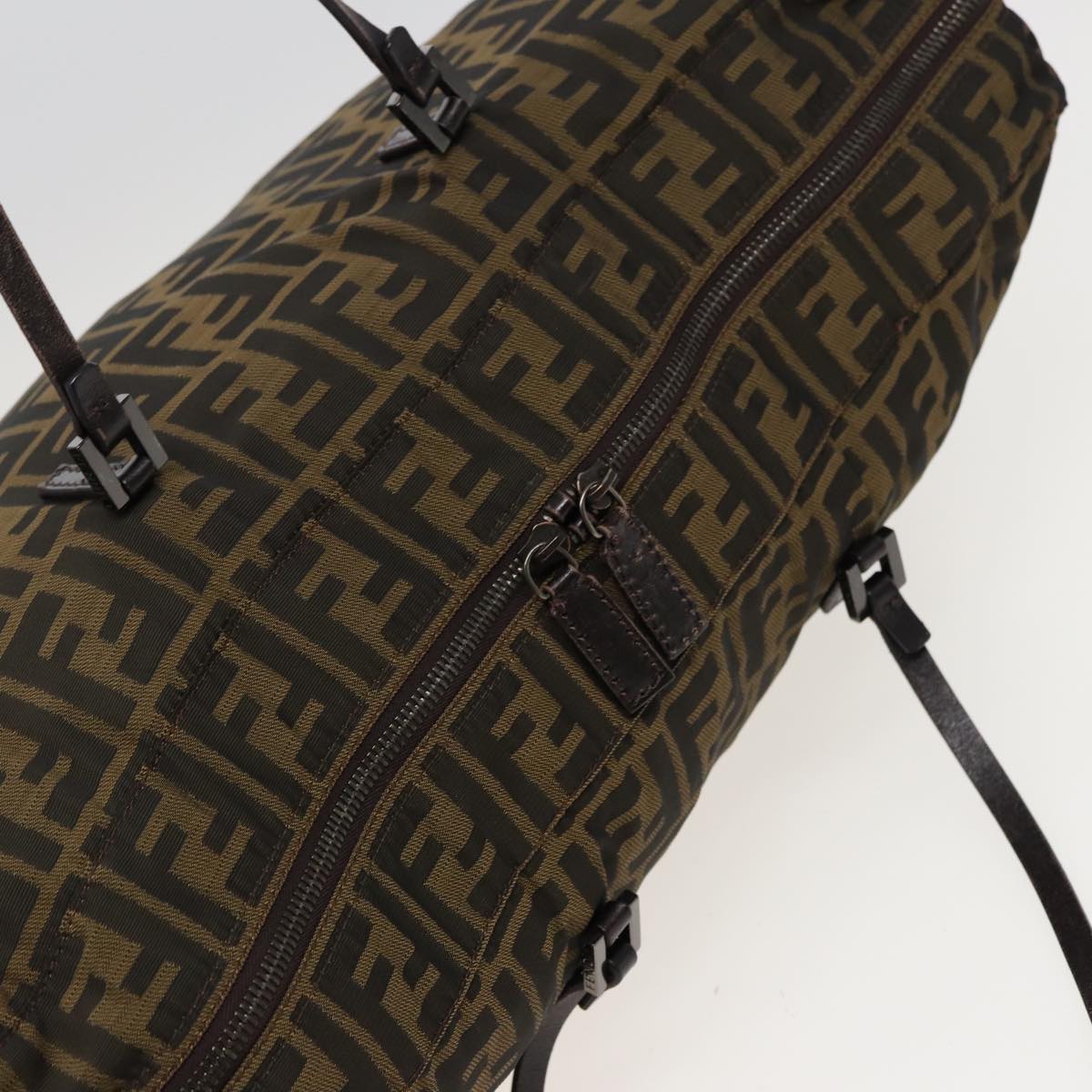 FENDI Zucca Canvas Shoulder Bag Brown Black 78535