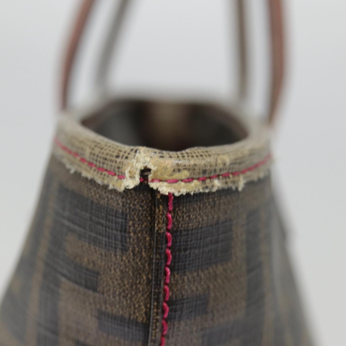 FENDI Zucca Canvas Tote Bag Brown Black gold 78563
