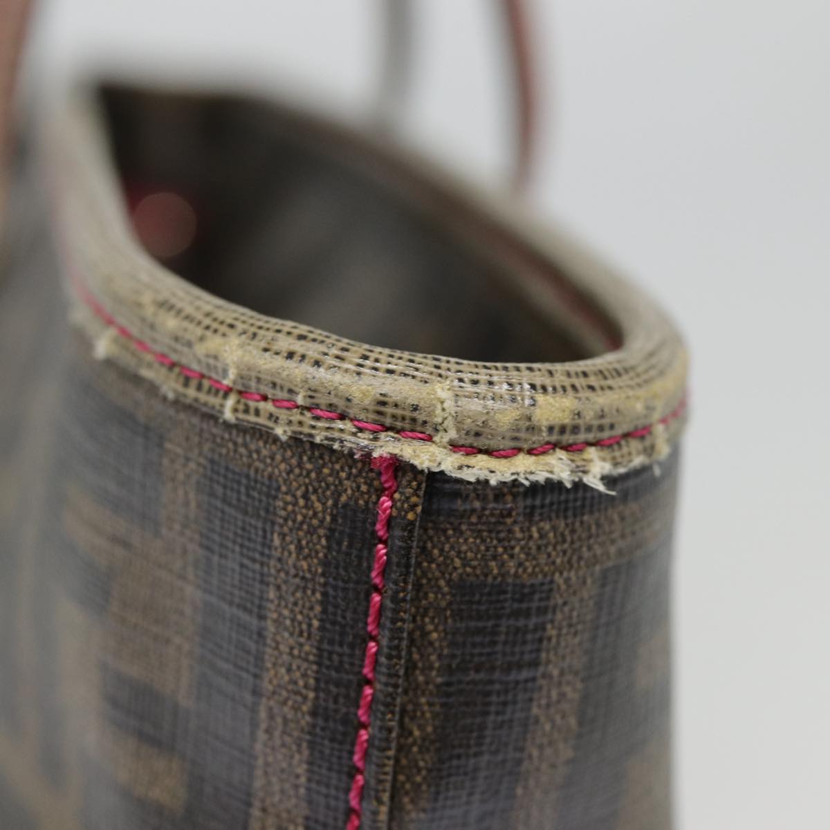 FENDI Zucca Canvas Tote Bag Brown Black gold 78563
