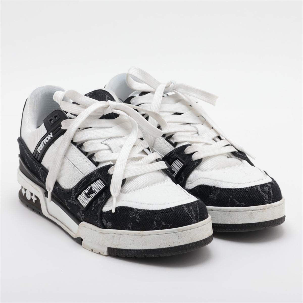 Louis Vuitton LV Trainer Line 23 Years Denim  Leather Trainers 7 Men Black Ã— White MS0283 Monogram
