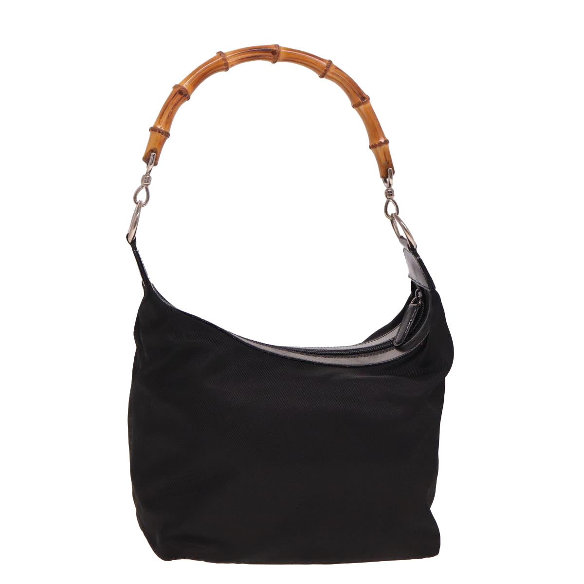 GUCCI Bamboo Hand Bag Nylon Black 000 2058 0531 5 78631