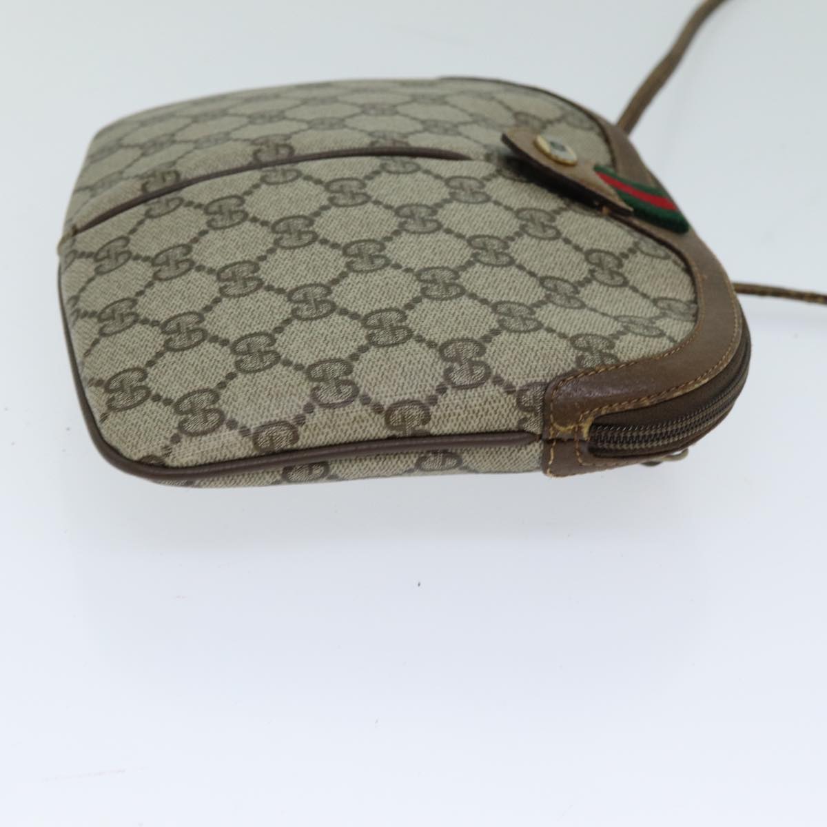 GUCCI Web Sherry Line GG Supreme Shoulder Bag PVC Beige 904 02 047 78759
