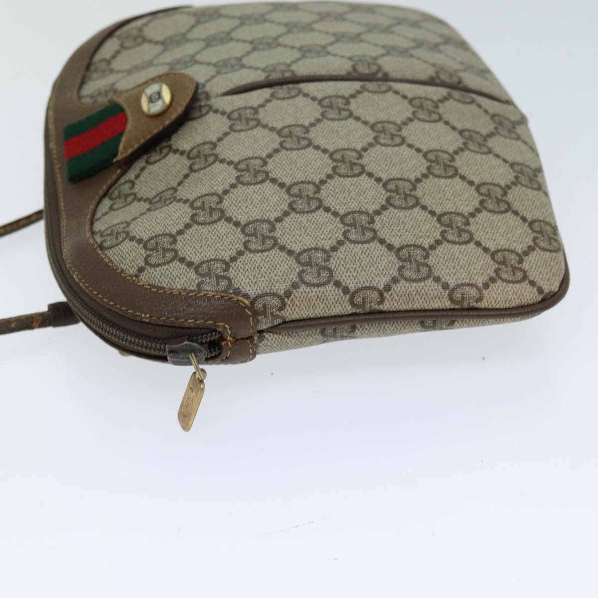 GUCCI Web Sherry Line GG Supreme Shoulder Bag PVC Beige 904 02 047 78759
