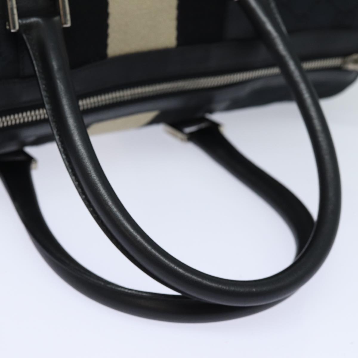 GUCCI GG Canvas Sherry Line Boston Bag Black White 000 0846 78778
