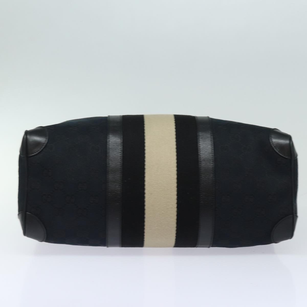 GUCCI GG Canvas Sherry Line Boston Bag Black White 000 0846 78778