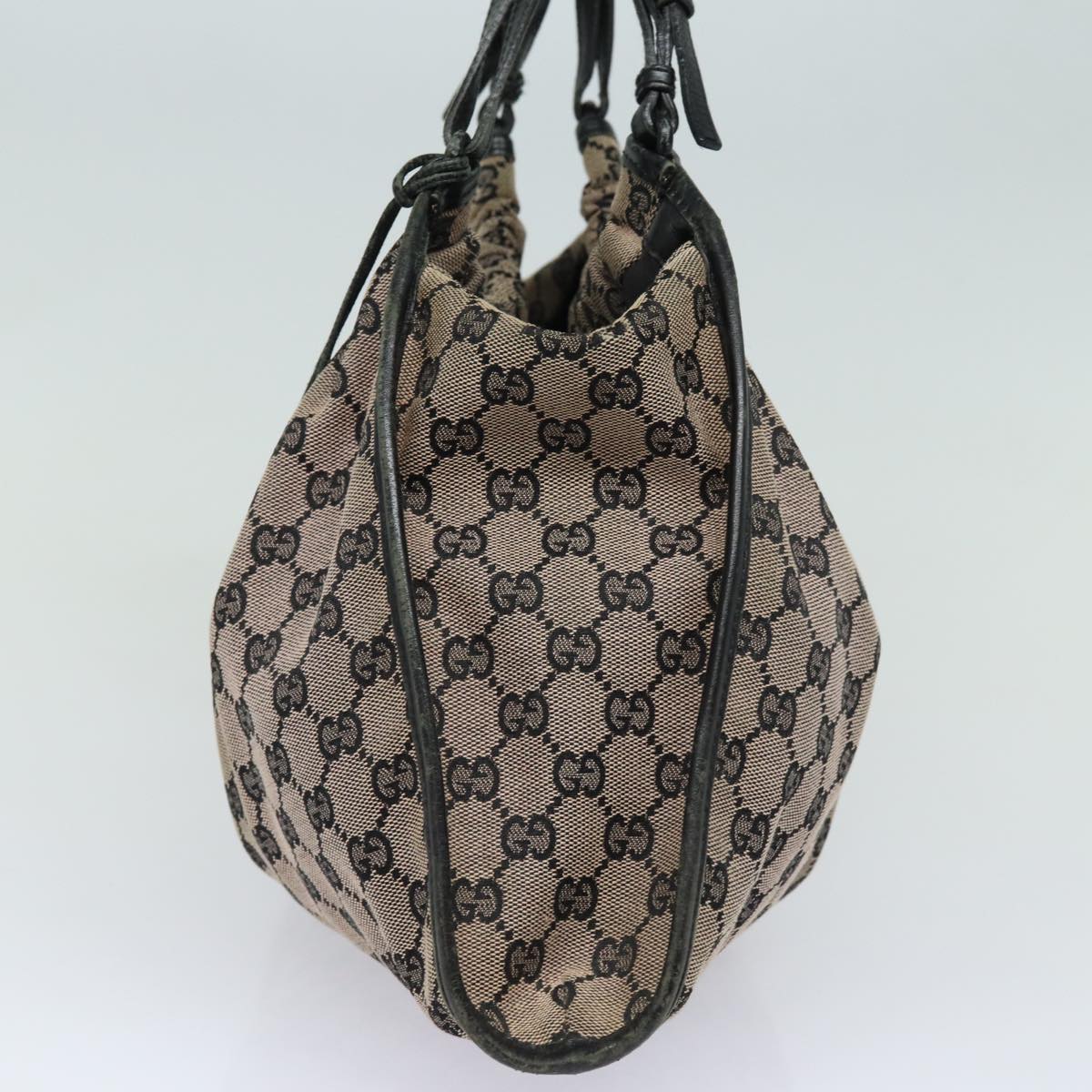 GUCCI GG Canvas Hand Bag Beige Black 76554 78779