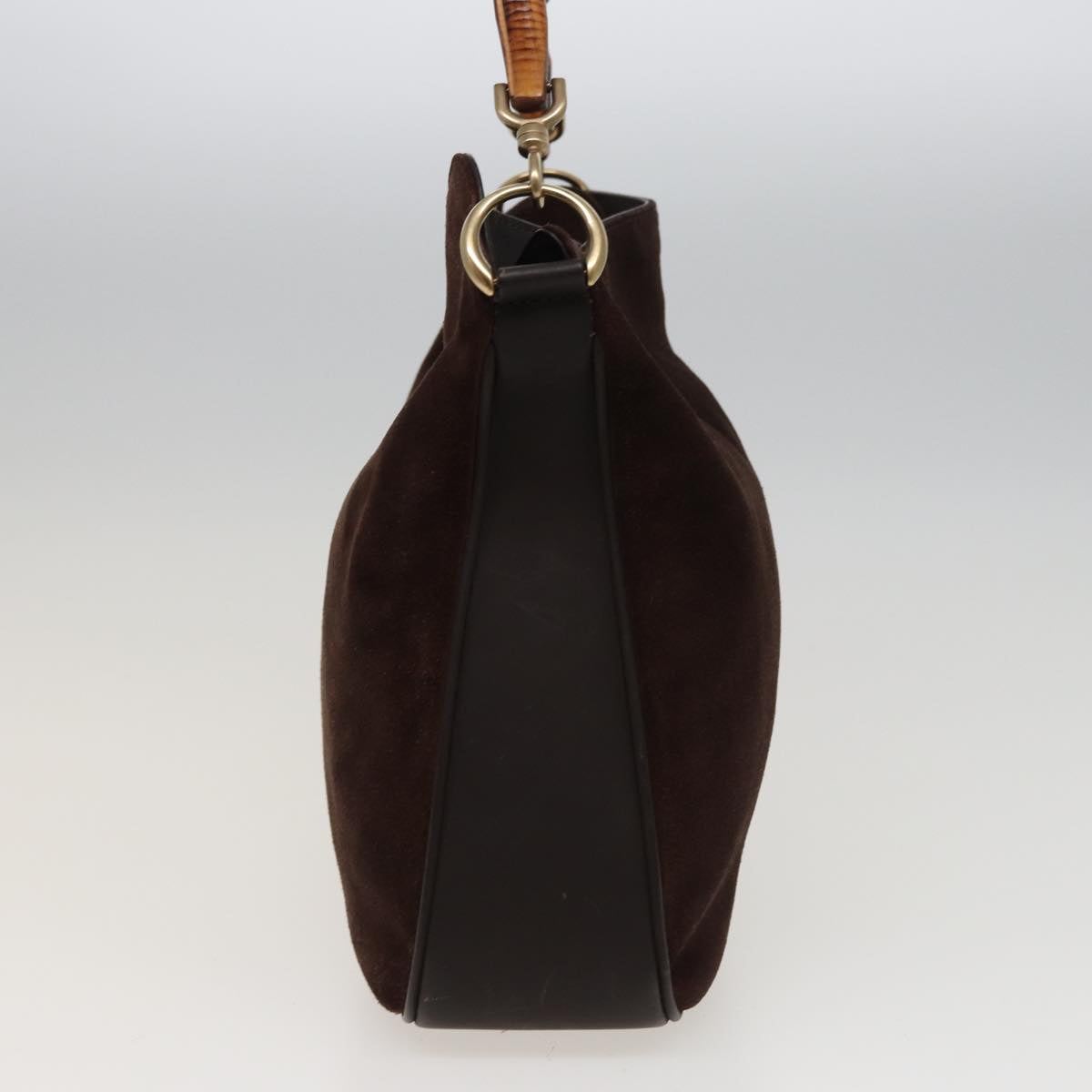 GUCCI Bamboo Hand Bag Suede 2way Brown 001 2404 1638 78789
