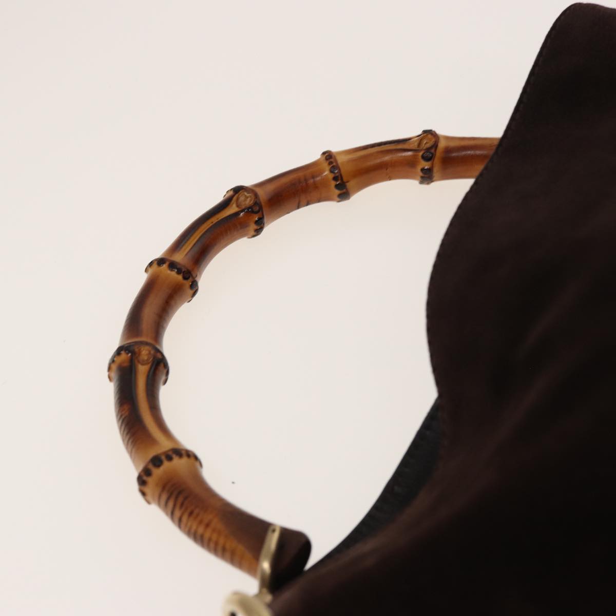 GUCCI Bamboo Hand Bag Suede 2way Brown 001 2404 1638 78789