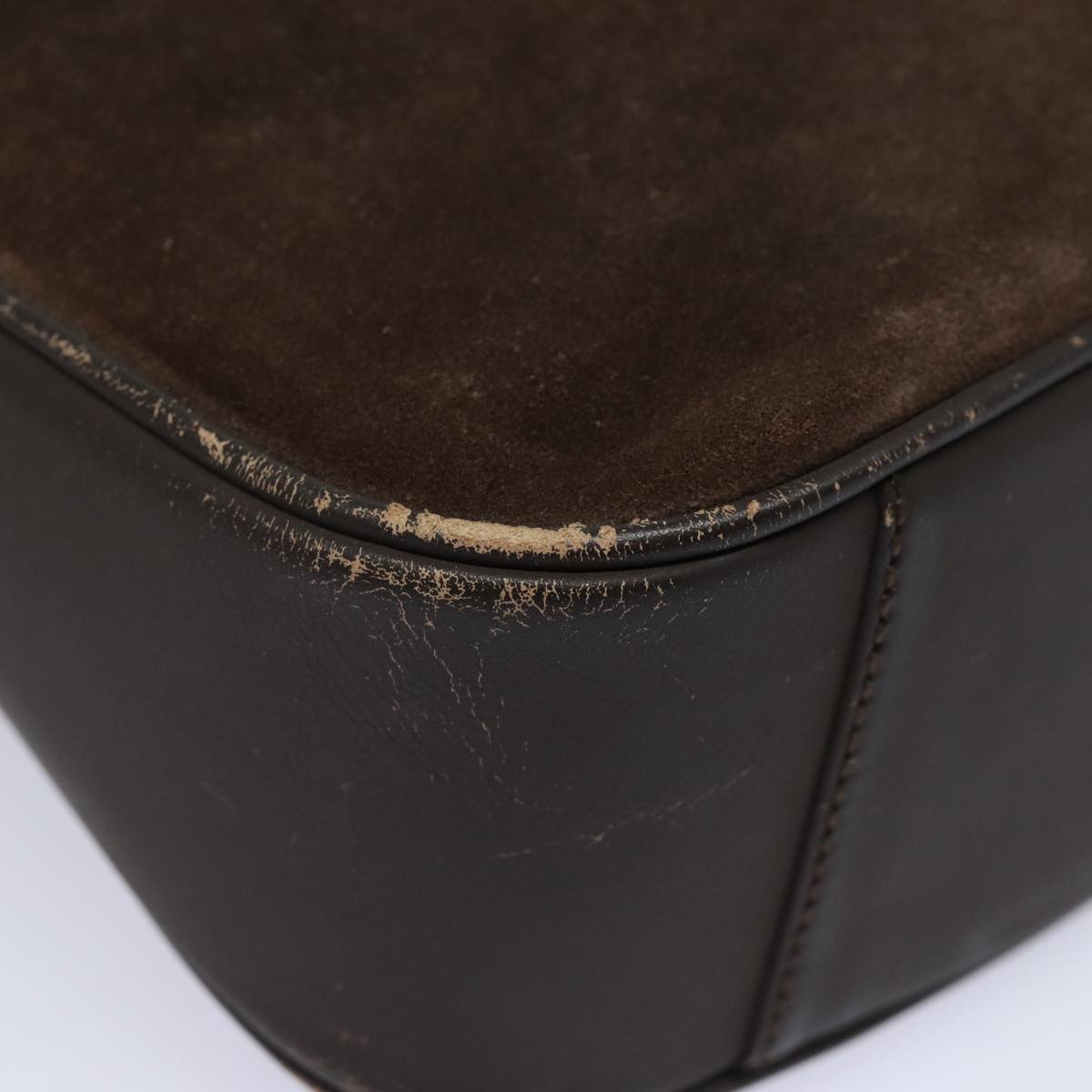 GUCCI Bamboo Hand Bag Suede 2way Brown 001 1705 1638 78790