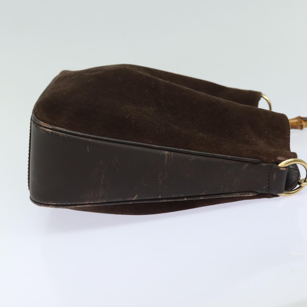 GUCCI Bamboo Hand Bag Suede 2way Brown 001 1705 1638 78790