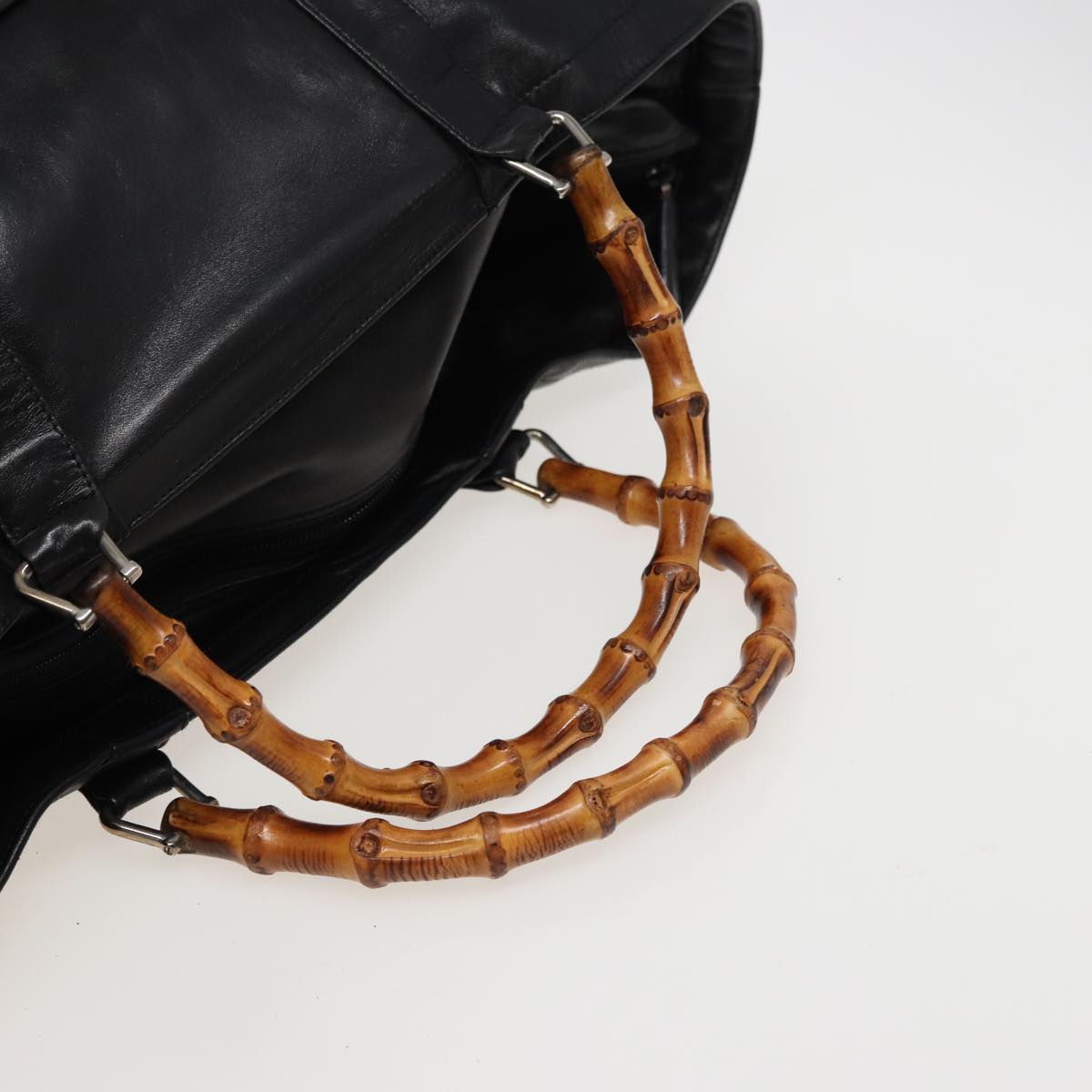 GUCCI Bamboo Hand Bag Leather Black 002 2058 0412 5 78791