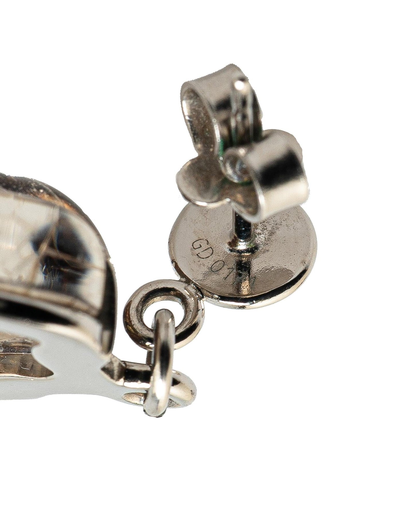 Silver-Tone Brass Rock My World Earrings with Push Back Closure